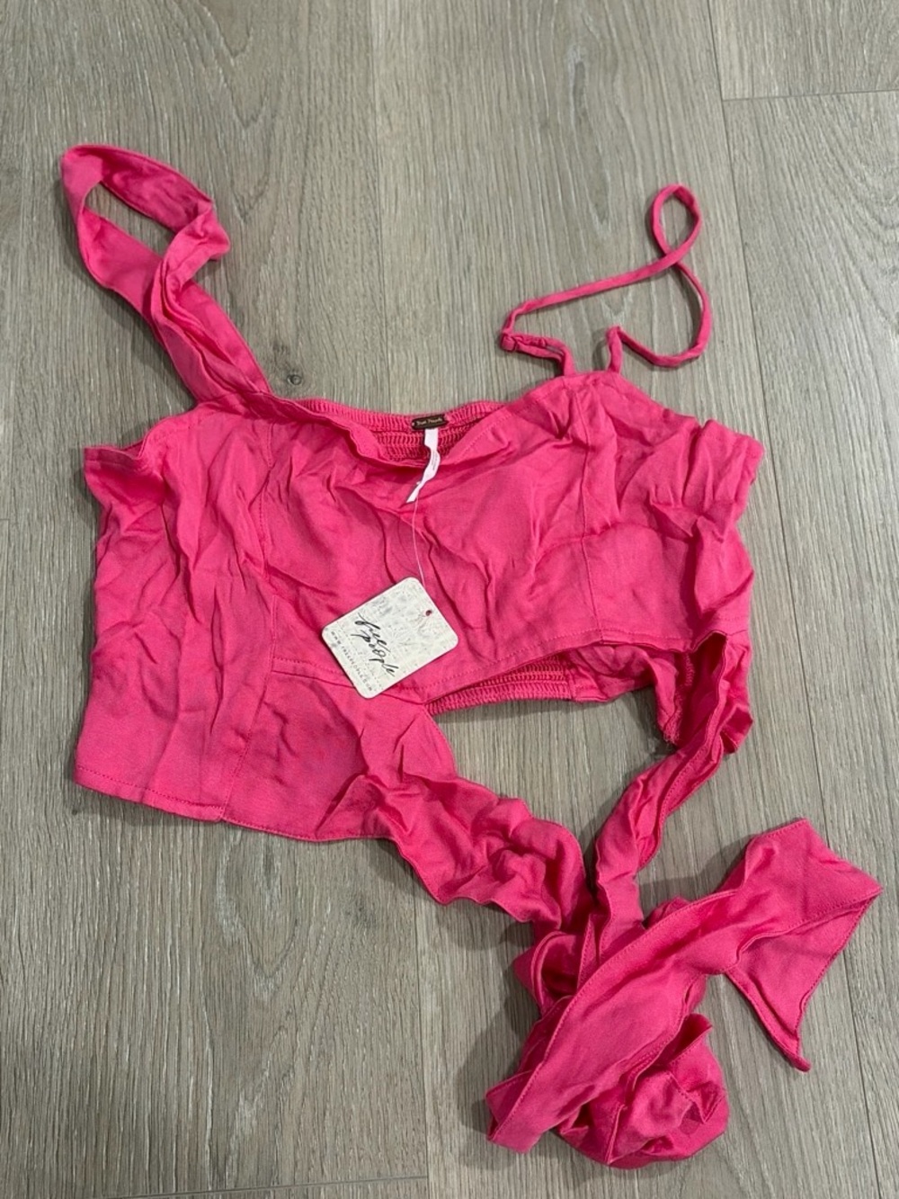 Free People Women’s Hot Pink Tie Crop Top